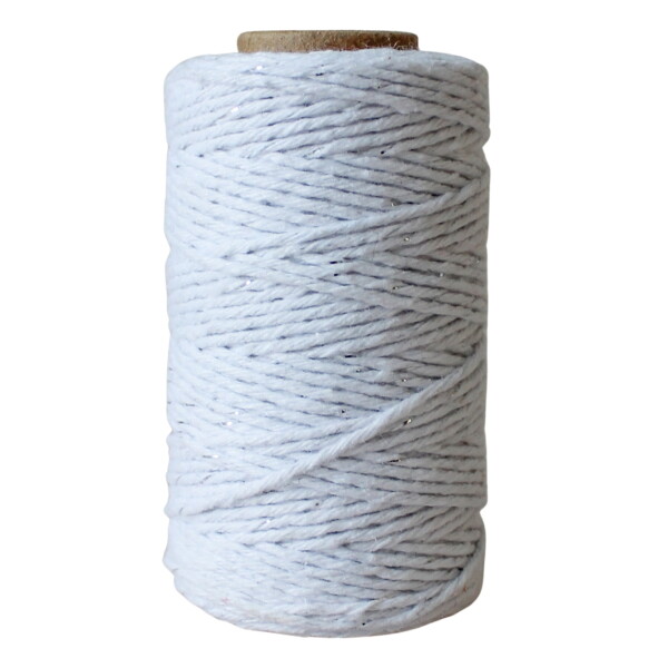 Bella Rose Bavlněný provázek 50 m – White / Silver, bílá barva, textil
