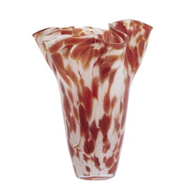 MADAM STOLTZ Váza z brokového skla Rust / White / Clear, červená barva, sklo