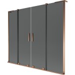 MEXEN/S - Velar L Duo dvoukřídlá posuvná vanová zástěna 200 x 150, grafit, růžové zlato 896-200-003-42-60