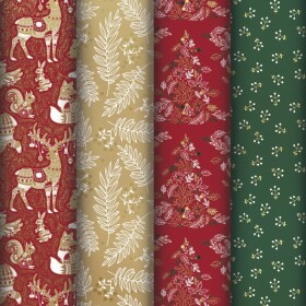 Balicí papír Red Forest, kraft 70g, 2 x 0,7 m (mix motivů)