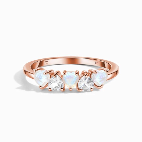 Royal Fashion prsten 14k zlato Vermeil GU-DR20559R-ROSEGOLD-MOONSTONE-TOPAZ Velikost: 10 (EU: 61-63)
