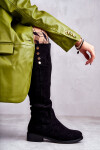 Teplé semišové kozačky na plochém podpatku Černé Laura 36