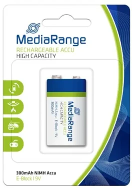 MediaRange High capacity nabíjecí baterie E-Block 6HR61/HR22 / 9V (MRBAT124)