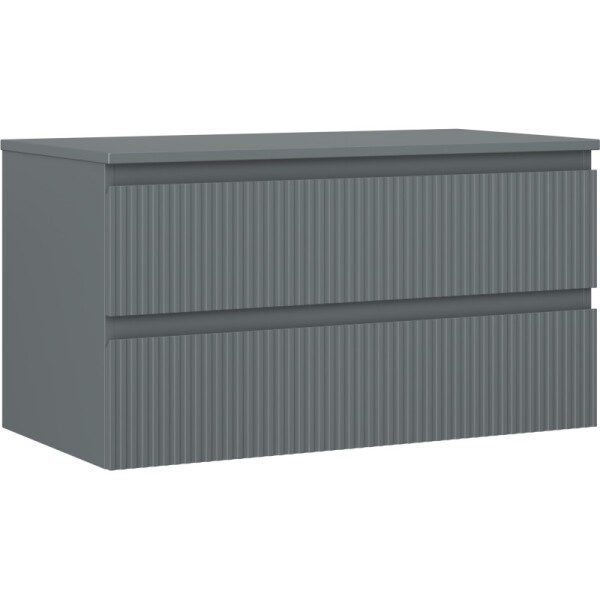 MEXEN/S - Rivel koupelnová skříňka pod umyvadlo 90 cm s deskou, 2 zásuvky, reliéf , grafit mat 91A20-09047-2-BFFC66