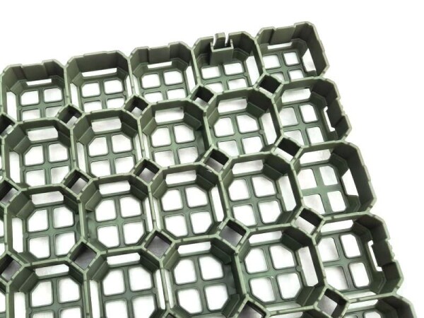 Zatravňovací dlaždice – Geopave GRAVEL - tloušťka 40 mm, zatížení 400 t/m², 57×38×4 cm zelená (khaki)