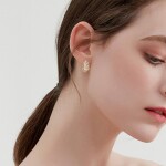 Náušnice s čirými zirkony ve tvaru obilných klásků – elegantní přírodní design, Zlatá