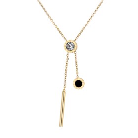 Ocelový náhrdelník se zirkony Stephanie Gold - chirurgická ocel, Zlatá 40 cm + 5 cm (prodloužení)