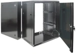 Intellinet 15U 600x550 mm černá / Nástěnný rozvaděč / 19" / prosklené dveře / výklopný rám / nosnost 30 kg (712019)