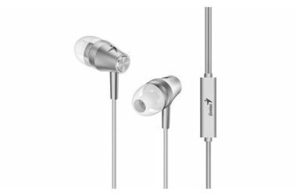 GENIUS sluchátka HS-M360 stříbrná / s mikrofonem / 4pin 3.5mm jack (31710008405)