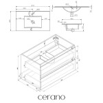 CERANO - Koupelnová skříňka Carole - černá matná + keramické umyvadlo Todo - bílá lesklá - 81x50x46,5 CER-476327