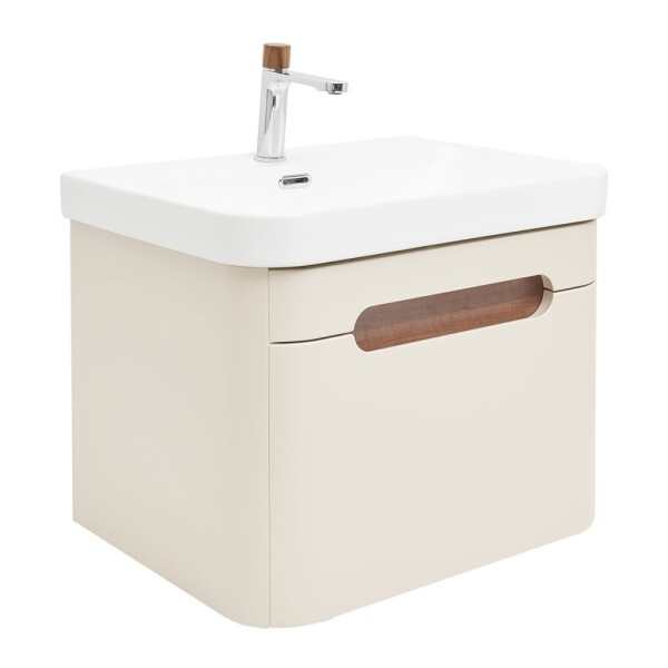 Koupelnová skříňka s umyvadlem a baterií SAT Fusion 57,5x43x45 cm pískově béžová mat SATFUSION60BEUBA SATFUSION60BEUBA