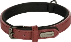 Flamingo Binti Kožený obojek s neoprenem červená S (FLA-519238)
