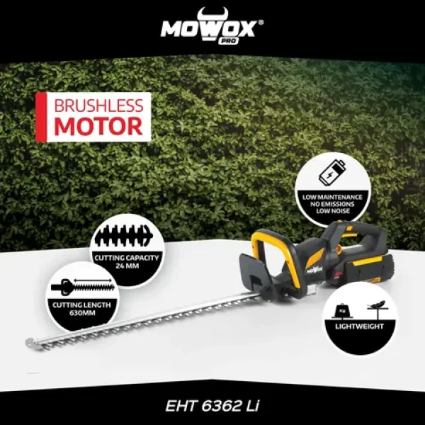 MoWox EHT 6362 Li Excel Series / Aku nůžky na živý plot / 62V / Otočná rukojeť / Délka lišty 63 cm / bez aku a nabíječky (EHT 6362 Li)