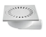 MIDAS Podlahová vpusť - boční D50/95 bílá, plastová mřížka 150x150 mm, zatížení K3-300kg p540