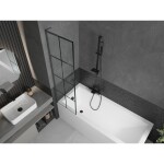 MEXEN/S - Next L vanová zástěna FIX 50 x 150, černá vzor, grafit metal 895-050-000-03-77-95