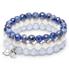 Souprava tří náramků - řiční perla, Achát, Sodalit, Mother of Pearl, Barevná/více barev 19 cm (S)