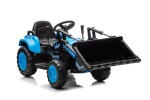 Mamido Dětský elektrický traktor s radlicí a přívěsem modrý