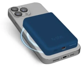 SBS Power Bank 5000 mAh modrá / Bezdrátová powerbanka / MagSafe / 10 W / USB-C