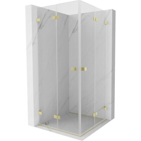 MEXEN/S - Lunar-F Duo sprchový kout skládací dveře 95 x 95, transparent, zlato kartáčovaná 836-095L-095P-55-00