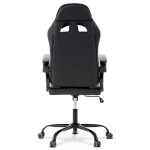 Herní křeslo, šedá a černá ekokůže, houpací mechanika, opěrák 135°