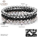 Souprava tří náramků Jasmine - sladkovodní perla, onyx, terahertz, Barevná/více barev 19 cm