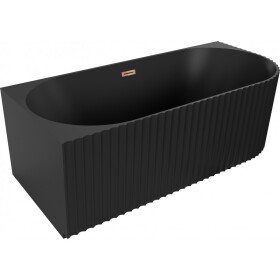 MEXEN/S - Gia volně stojící rohová vana reliéf levá 170 x 80, černá mat, sifon a přepad růžové zlato 52701708071L-60