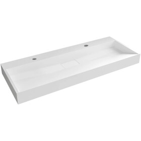CERANO - Umyvadlo z litého mramoru Vita - nástěnné i na desku - 2 otvory pro baterii - bílá lesklá - 120x46 CER-479899