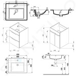 JIKA - Cube Skříňka s umyvadlem, 440x422x607 mm, 2 zásuvky, bílá H4536221763001