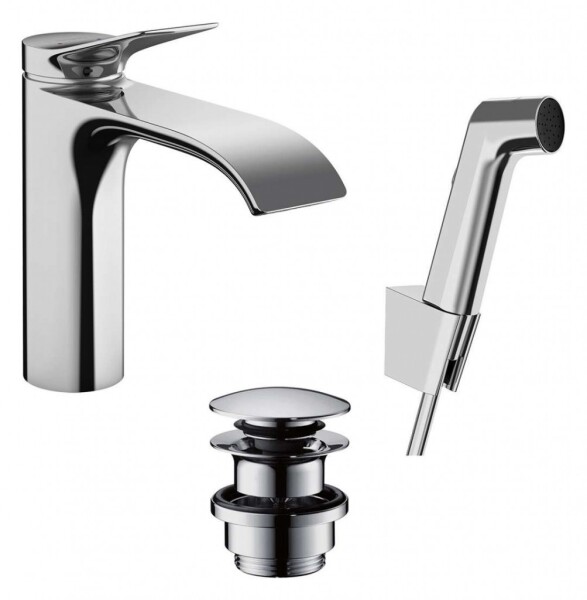 HANSGROHE - Vivenis Umyvadlová baterie s výpustí Push-Open a bidetovou sprškou, EcoSmart, chrom 75210000