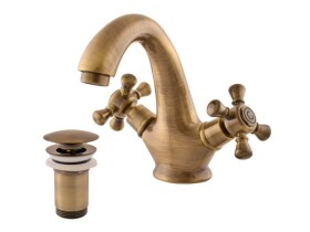 RAV Slezák - MORAVA RETRO - Umyvadlová baterie s výpustí, Stará mosaz (Bronz), 1/2" MK329.5SM