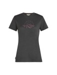 Dámské merino tričko s krátkým rukávem ICEBREAKER Wmns 150 Tech Lite SS Tee Sunrise Sumit, Obsidian velikost: S