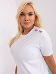 Bílá dámská halenka plus size s broží