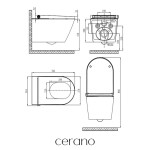 CERANO - Závěsné WC s bidetem Basic/Cronus Premium - bílá lesklá - WC tlačítko Dualo/Černá - závěsné - nízký modul - předstěnová instalace - 59,3x38,4 CER-8050BD86474