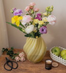 MADAM STOLTZ Skleněná váza Yellow 24 cm, žlutá barva, sklo