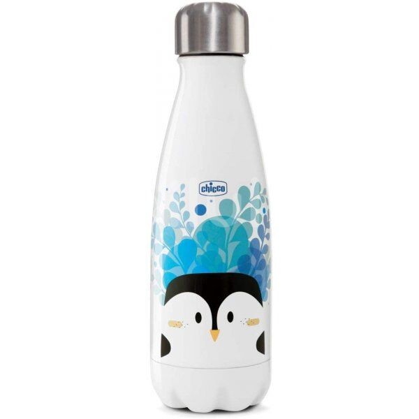 CHICCO Láhev nerezová termo Chicco Drinky Tučňák, 350 ml