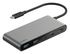 Belkin CONNECT USB-C Hub stříbrná / Hub / 7v1 / 2x USB-C (AVC023HQSGY)