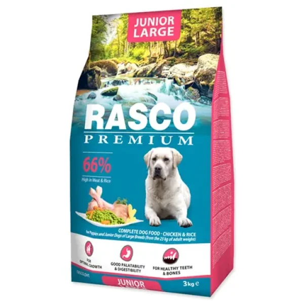 Rasco Premium Junior Large kuře s rýží 3kg / Granule pro štěňata (1704-10034)