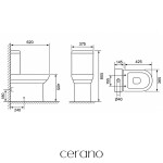 CERANO - WC kombi Vereto, Rimless - bezokrajové splachování + PP sedátko - spodní/zadní odpad - bílá lesklá - 80,5x37,5 CER-667757