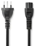 Nedis Napájecí kabel CH – IEC-320-C5 černá / Napájecí kabel / 2 m / Švýcarská zástrčka trojlístek (CEGL11220BK20)