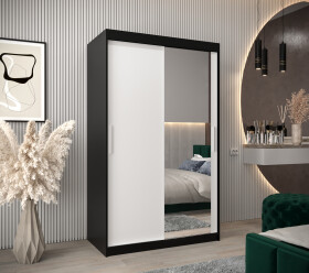 Šatní skříň Abi T2 Barva korpusu: Černá, Rozměry: 120 cm, Dveře: Bílá