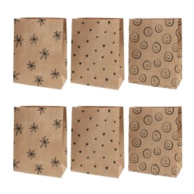 Eulenschnitt Papírový sáček Illustrations 27 × 21 cm – set 6 ks, hnědá barva, přírodní barva, papír