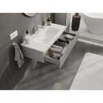 MEXEN/S - Rivel koupelnová skříňka 100 cm s umyvadlem Vela, 1 šuplík, reliéf , šedá mat/bílá mat 91A20-10023-1-BF62-W23M01