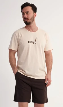 Pánské pyžamo šortky Vienetta Secret Coffee