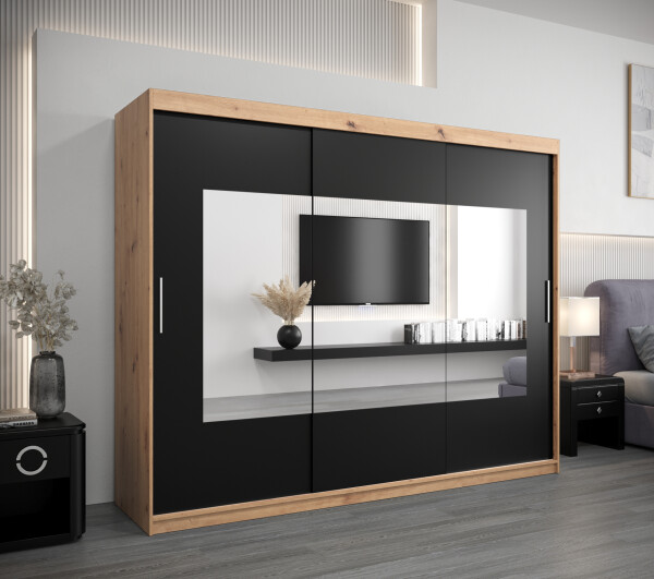 Šatní skříň Abi To Barva korpusu: Dub artisan, Rozměry: 250 cm, Dveře: Černá