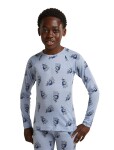 Dětské merino triko dlouhý rukáv ICEBREAKER Kids Merino 200 Oasis LS Crewe Bear Tour AOP, Zinc Blue/Aop velikost: 3