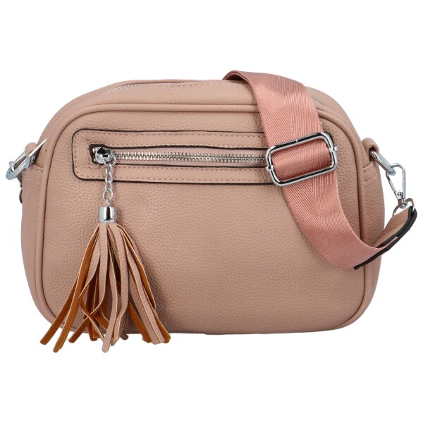 Trendy dámská koženková crossbody kabelka Herbiana, růžová