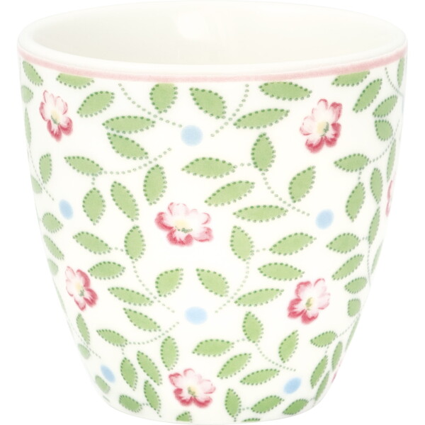 GREEN GATE Mini latte cup Lotta White 130 ml, zelená barva, porcelán