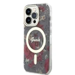 Pouzdro Guess PC/TPU Flowers IML MagSafe Kompatibilní iPhone 14 Pro Kaki