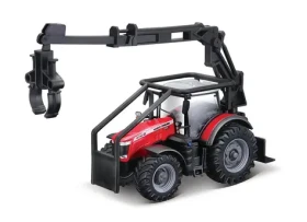 Bburago FARMLAND Lesní traktor se 3 kládami Traktor Massey Ferguson 8740S