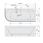 POLYSAN - VIVA R MONOLITH asymetrická vana 180x75x60cm, bílá 72129M